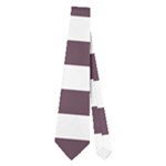 Horizontal Stripes - White and Eggplant Violet Necktie (Two Side)