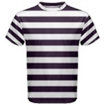 Horizontal Stripes - White and Dark Purple Men s Cotton Tee