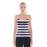 Horizontal Stripes - White and Dark Purple Spaghetti Strap Top