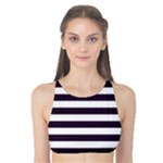 Horizontal Stripes - White and Dark Purple Tank Bikini Top