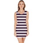 Horizontal Stripes - White and Dark Purple Bodycon Dress