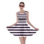 Horizontal Stripes - White and Dark Purple Skater Dress