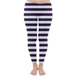 Horizontal Stripes - White and Dark Purple Winter Leggings