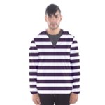 Horizontal Stripes - White and Dark Purple Hooded Wind Breaker (Men)