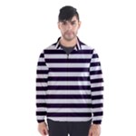 Horizontal Stripes - White and Dark Purple Wind Breaker (Men)
