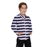 Horizontal Stripes - White and Dark Purple Wind Breaker (Kids)