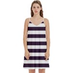 Horizontal Stripes - White and Dark Purple Women s Reversible Sports Bra with Border