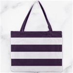 Horizontal Stripes - White and Dark Purple Mini Tote Bag
