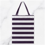Horizontal Stripes - White and Dark Purple Classic Tote Bag