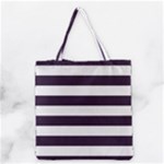 Horizontal Stripes - White and Dark Purple Grocery Tote Bag