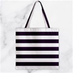 Horizontal Stripes - White and Dark Purple Zipper Grocery Tote Bag