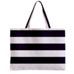 Horizontal Stripes - White and Dark Purple Zipper Mini Tote Bag