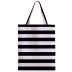 Horizontal Stripes - White and Dark Purple Zipper Classic Tote Bag