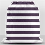 Horizontal Stripes - White and Dark Purple Drawstring Bag (Large)