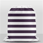 Horizontal Stripes - White and Dark Purple Drawstring Bag (Small)