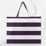 Horizontal Stripes - White and Dark Purple Zipper Large Tote Bag