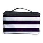 Horizontal Stripes - White and Dark Purple Cosmetic Storage Case