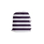 Horizontal Stripes - White and Dark Purple Drawstring Pouch (S)