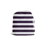 Horizontal Stripes - White and Dark Purple Drawstring Pouch (M)