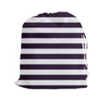 Horizontal Stripes - White and Dark Purple Drawstring Pouch (XXl)