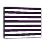 Horizontal Stripes - White and Dark Purple Deluxe Canvas 20  x 16  (Stretched)