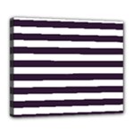 Horizontal Stripes - White and Dark Purple Deluxe Canvas 24  x 20  (Stretched)
