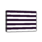 Horizontal Stripes - White and Dark Purple Mini Canvas 6  x 4  (Stretched)