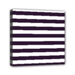 Horizontal Stripes - White and Dark Purple Mini Canvas 6  x 6  (Stretched)