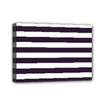 Horizontal Stripes - White and Dark Purple Mini Canvas 7  x 5  (Stretched)