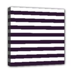 Horizontal Stripes - White and Dark Purple Mini Canvas 8  x 8  (Stretched)