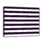 Horizontal Stripes - White and Dark Purple Canvas 14  x 11  (Stretched)