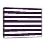 Horizontal Stripes - White and Dark Purple Canvas 16  x 12  (Stretched)