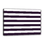 Horizontal Stripes - White and Dark Purple Canvas 18  x 12  (Stretched)