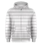 Horizontal Stripes - White and Platinum Gray Men s Zipper Hoodie