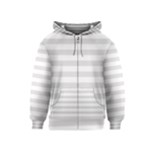 Horizontal Stripes - White and Platinum Gray Kid s Zipper Hoodie