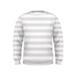 Horizontal Stripes - White and Platinum Gray Kid s Sweatshirt