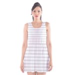 Horizontal Stripes - White and Platinum Gray Scoop Neck Skater Dress