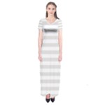 Horizontal Stripes - White and Platinum Gray Short Sleeve Maxi Dress