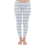 Horizontal Stripes - White and Platinum Gray Winter Leggings