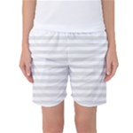 Horizontal Stripes - White and Platinum Gray Women s Basketball Shorts