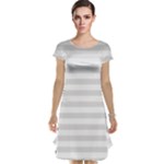 Horizontal Stripes - White and Platinum Gray Cap Sleeve Nightdress
