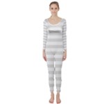 Horizontal Stripes - White and Platinum Gray Long Sleeve Catsuit