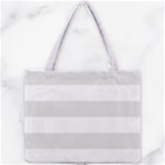 Horizontal Stripes - White and Platinum Gray Mini Tote Bag