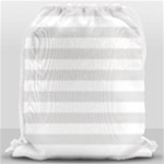 Horizontal Stripes - White and Platinum Gray Drawstring Bag (Large)