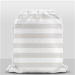 Horizontal Stripes - White and Platinum Gray Drawstring Bag (Small)