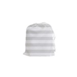 Horizontal Stripes - White and Platinum Gray Drawstring Pouch (XS)