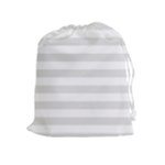 Horizontal Stripes - White and Platinum Gray Drawstring Pouch (XL)