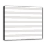 Horizontal Stripes - White and Platinum Gray Deluxe Canvas 24  x 20  (Stretched)