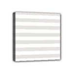 Horizontal Stripes - White and Platinum Gray Mini Canvas 4  x 4  (Stretched)
