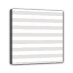 Horizontal Stripes - White and Platinum Gray Mini Canvas 6  x 6  (Stretched)